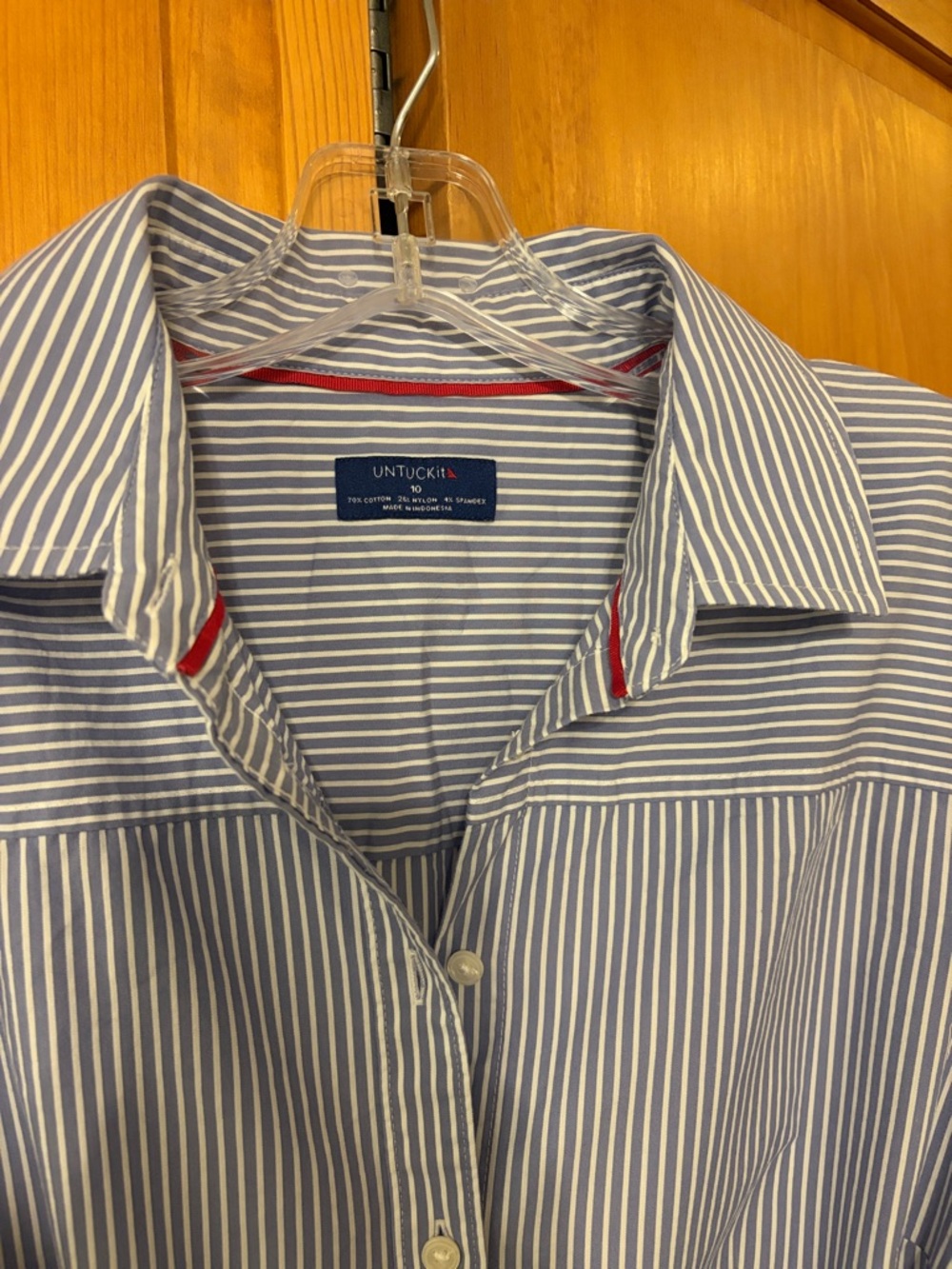 UNTUCKit Madison Blue & White Stripe Shirt Dress Size 10 - Picture 3 of 5